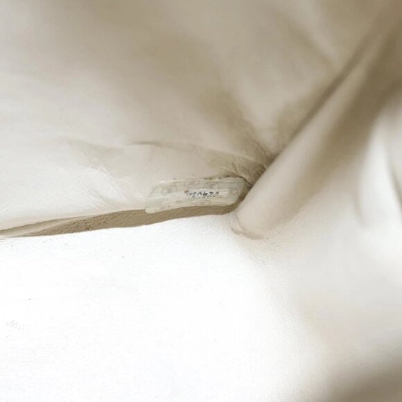 CHANEL Striped Matelasse Chain Shoulder Bag Canvas White Gray CC Auth 110304AV - Picture 10 of 16